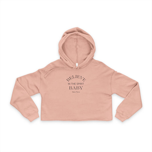 New Pace - Sarah Eské - Women's Cropped Hoodie: Believe in the Spirit, Trendy Crop Sweatshirt, Casual Lounge Wear, Summer Style