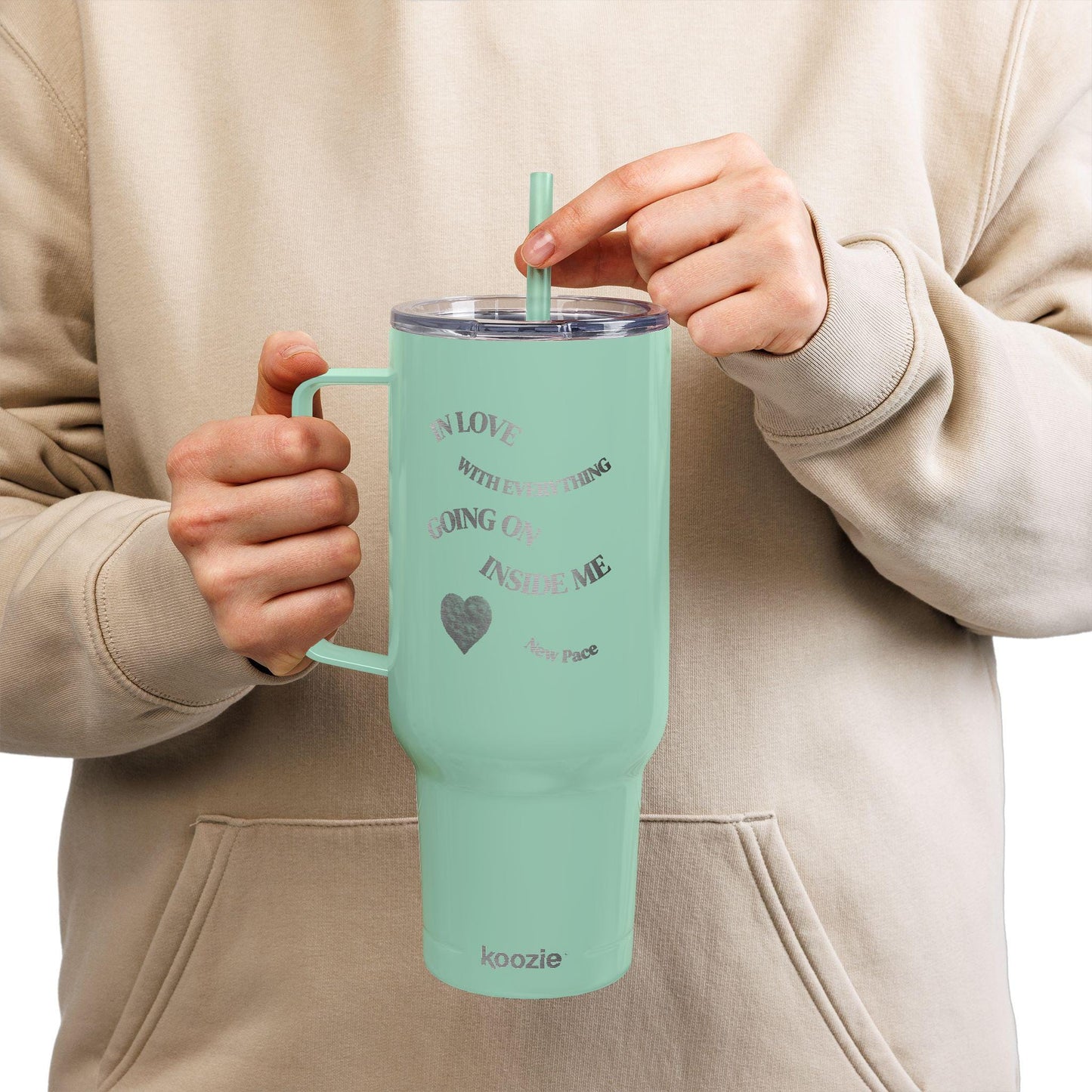 New Pace - Sarah Eské - Insulated Travel Tumbler with Lid | Custom Engraved 40oz Drinkware for Coffee, Tea, Gifts, Outdoor Adventures